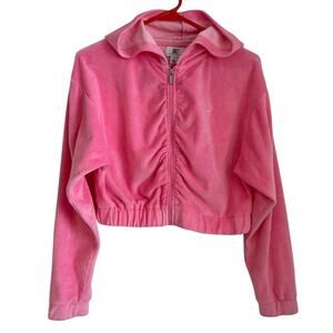 Juicy by Juicy Couture Pink Velour Full Zip Hoodie Jacket, Small **WITH FLAW**